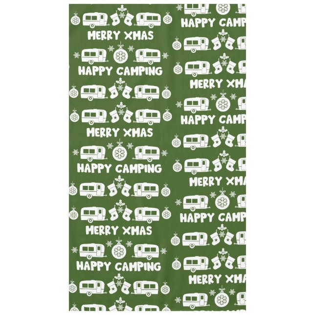 Caravan Happy Christmas Camping   Tablecloth (Front)