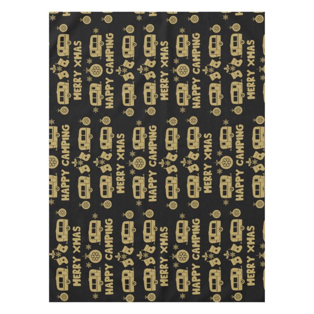 Caravan Happy Christmas Camping   Tablecloth (Front)