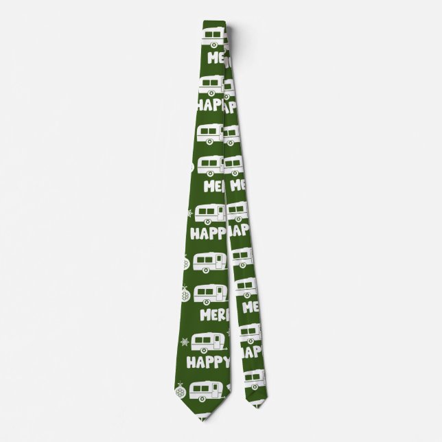 Caravan Happy Christmas Camping   Tie (Front)