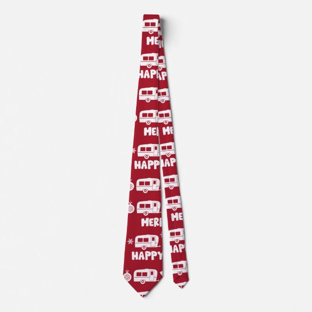 Caravan Happy Christmas Camping   Tie (Front)