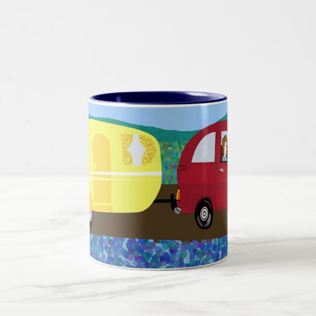 Caravan holiday Two-Tone coffee mug (Center)