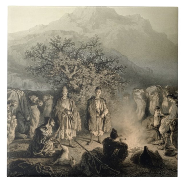 Caravan of Armenian Merchants, Transcaucasia, plat Ceramic Tile (Front)