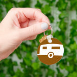 Caravan Park Keychain<br><div class="desc">This design is a caravan park sign. The sign has a caravan on a brown background. This caravan park design looks great on this Keychain</div>