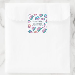 Caravan Pattern Moving Announcement Square Sticker