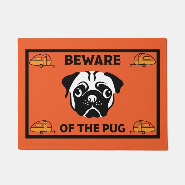 Caravan Pug Dog Door Mat (Front)