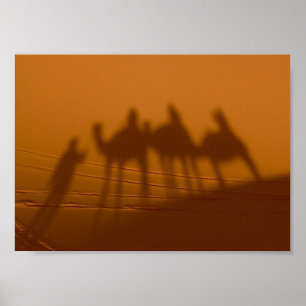 CARAVAN SHADOW, Sahara Desert, Morocco Poster