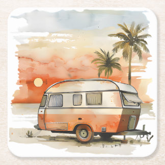Caravan Square Paper Coaster