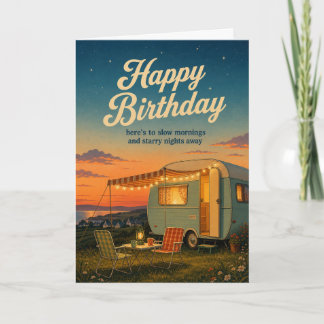 Caravan Sunset Birthday Card Caravanner