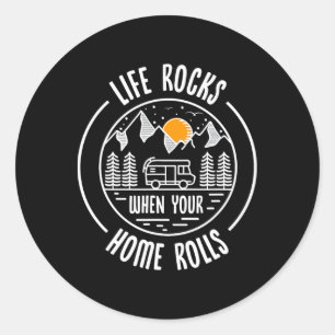 Caravan Vintage Retro Shirt Life Rocks Saying Camp Classic Round Sticker