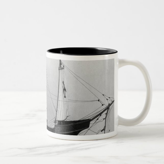 Caravel of Christopher Columbus Two-Tone Coffee Mug (Right)