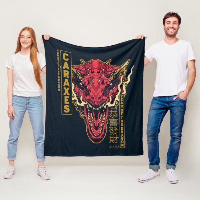 Caraxes Head Year of the Dragon | 恭喜發財 Fleece Blanket (In Situ)