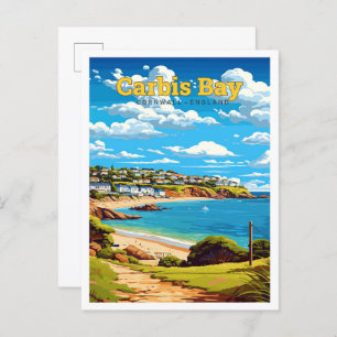 Carbis Bay Cornwall England Travel Vintage Postcard