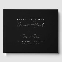 Carbon Black Elegant Minimal Wedding Guestbook