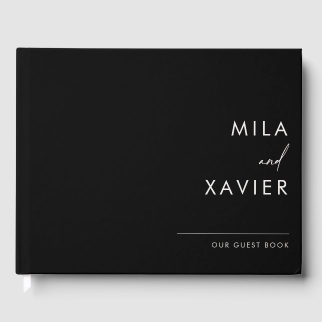 Carbon Black | Modern Minimal Wedding Guestbook (Front)