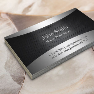 Carbon Black Nurse Practitioner Business Card