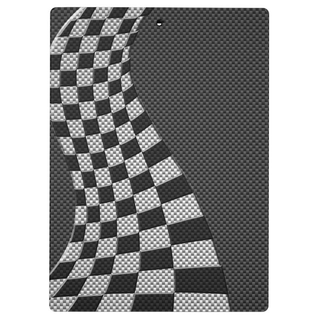Carbon Fiber Like Racing Flag Wave Print Clipboard (Back)
