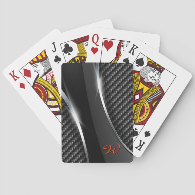 Carbon Fibre 3 Playing Cards (Back)