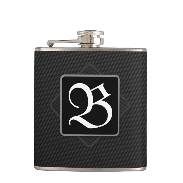 Carbon Fibre Black Monogram Drink Flask (Front)
