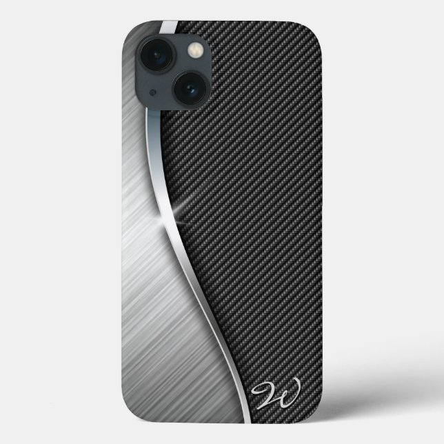 Carbon Fibre & Brushed Metal 4 Case-Mate iPhone Case (Back)