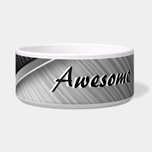 Carbon Fibre & Brushed Metal 4 Pet Bowls