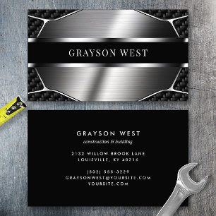 Carbon Fibre Brushed Metal Modern Business Card