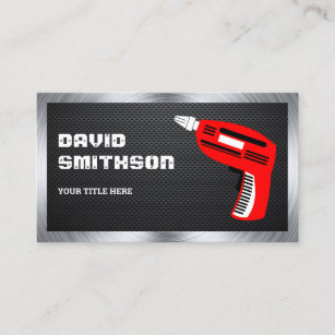 Carbon Fibre Hardware Power Tool Red Drill Machine Business Card