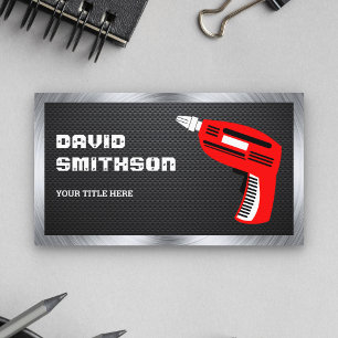 Carbon Fibre Hardware Power Tool Red Drill Machine Business Card