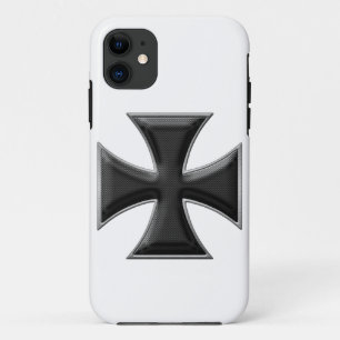 Carbon Fibre Iron Cross - Black iPhone 11 Case