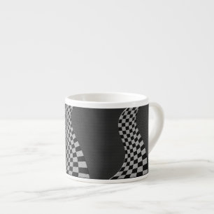 Carbon Fibre Like Racing Flag Wave Print Espresso Cup