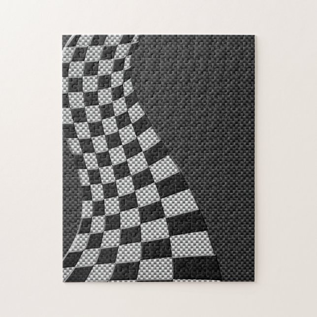 Carbon Fibre Like Racing Flag Wave Print Jigsaw Puzzle (Vertical)