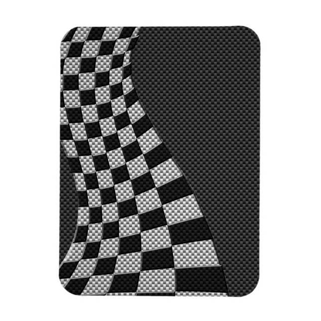 Carbon Fibre Like Racing Flag Wave Print Magnet (Vertical)
