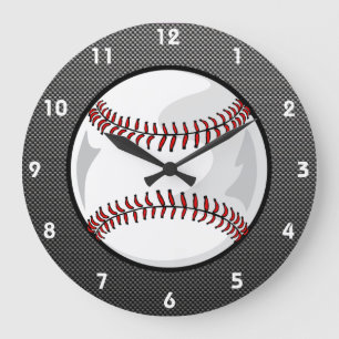 Carbon Fibre look Baseball Large Clock