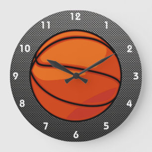 Carbon Fibre look Basketball Large Clock