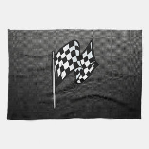 Carbon Fibre look Chequered Flag Tea Towel