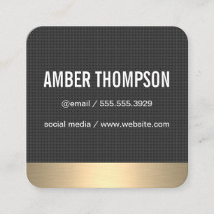Carbon Fibre Print / Gold Lux Square Business Card