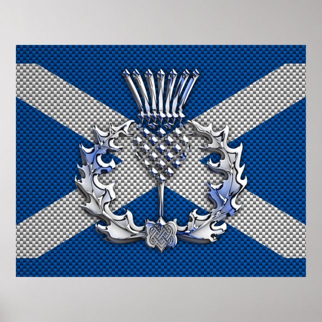 Carbon Fibre Print Scotland Flag (Front)