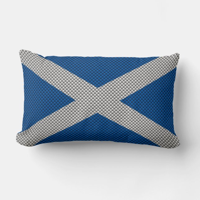Carbon Fibre Print Scotland Flag Decor Lumbar Cushion (Front)