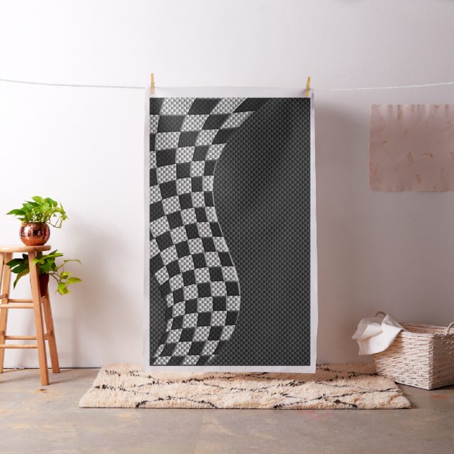 Carbon Fibre Racing Flag Wave Print Decor Fabric (In Situ)