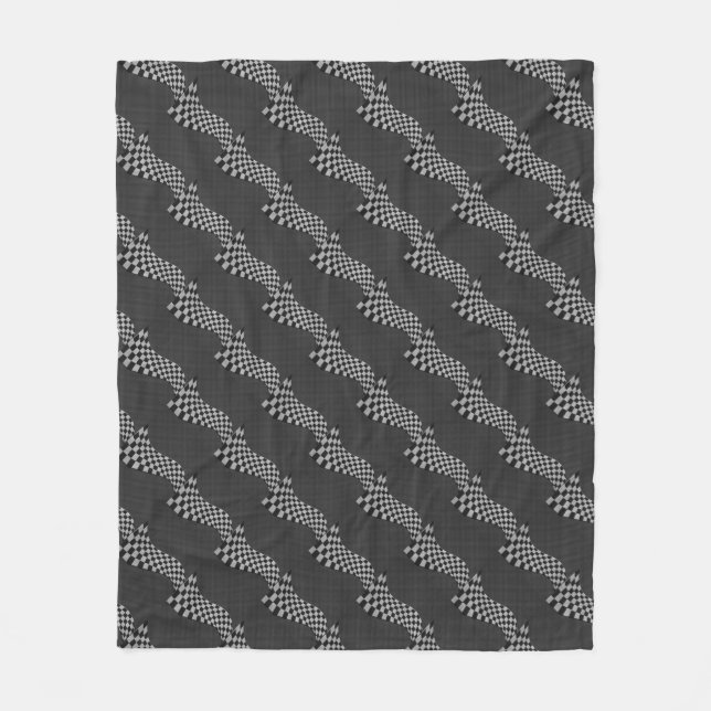 Carbon Fibre Racing Flag Wave Print Decor Fleece Blanket (Front)