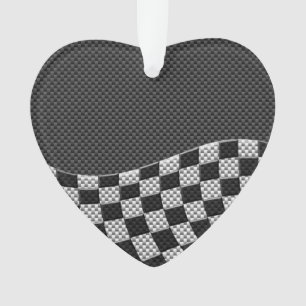 Carbon Fibre Racing Flag Wave Print Decor Ornament