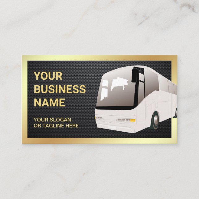 Carbon Fibre Sightseeing Tour Bus Travel Agent Business Card (Front)