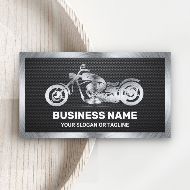 Carbon Fibre Steel Motorbike Motorcycle Mechanic Business Card (Creator Uploaded)