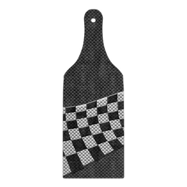 Carbon Fibre Style Chequered Racing Flag Wave Cutting Board (Front)