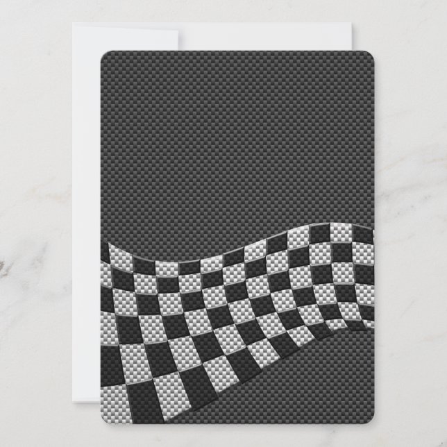 Carbon Fibre Style Racing Flag Wave Decor (Front)