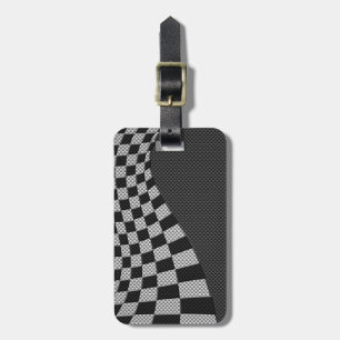 Carbon Fibre Style Racing Flag Wave Decor Luggage Tag
