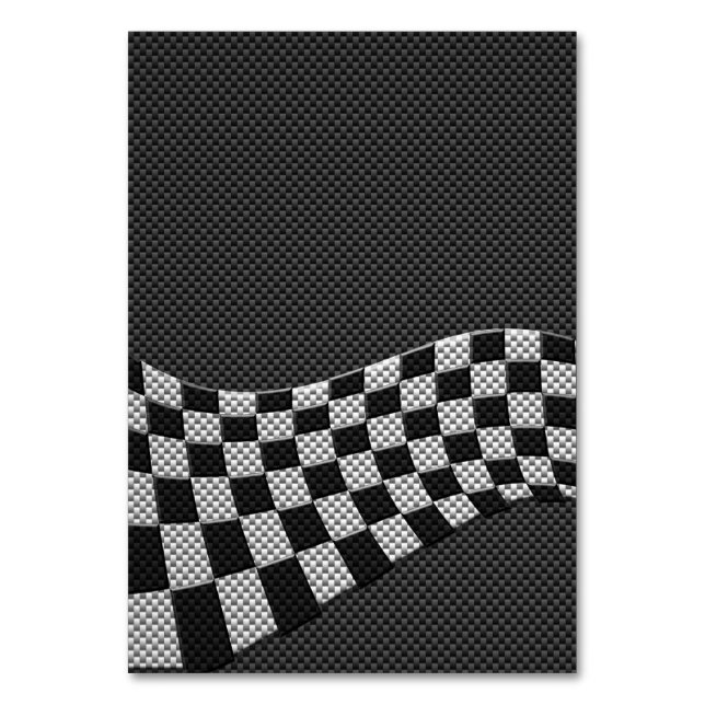 Carbon Fibre Style Racing Flag Wave Decor Table Number (Front)
