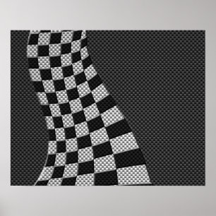 Carbon Fibre Style Racing Flag Wave Print