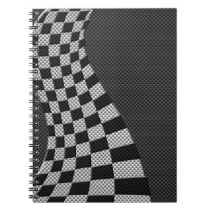 Carbon Fibre Style Racing Flag Wave Print Notebook