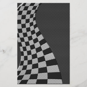 Carbon Fibre Style Racing Flag Wave Print Stationery