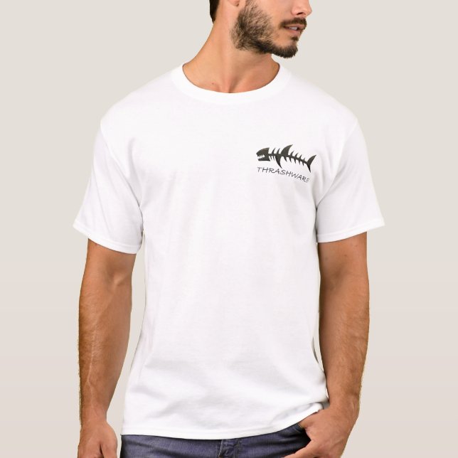 Carbon fibre thrash the shark front and back. Surf T-Shirt (Front)